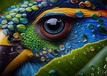 Digital UV Sheets lucknow Tropical macaw perched, vibrant feathers in focus generated by artificial intelligence